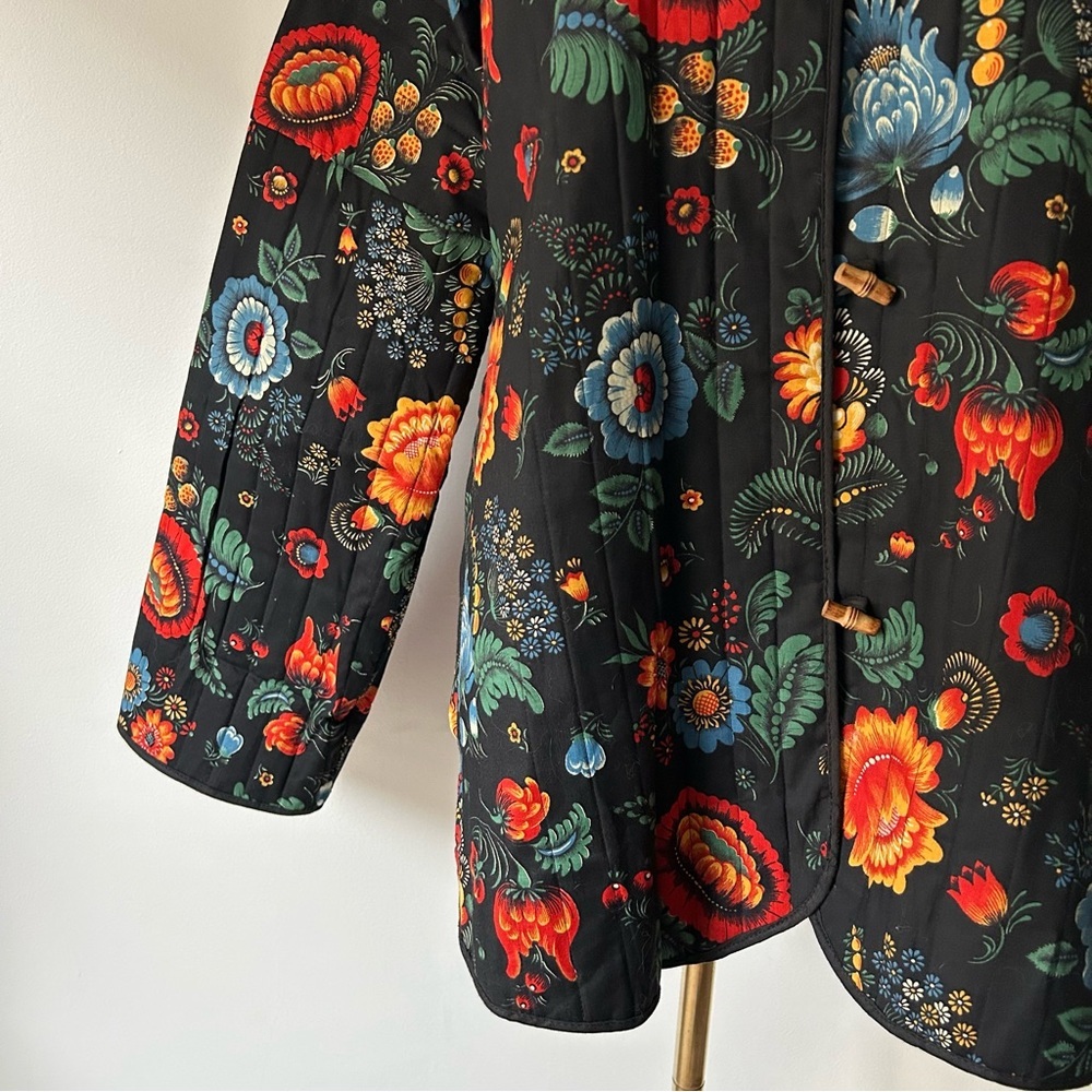 Vintage Wildflower Floral Botanical Quilted Togggle Jacket - Picture 4 of 10